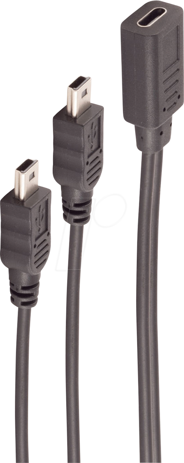 Адаптер USB 2.0, гніздо C - 2x роз'єм mini-B, Y-кабель, 0,3 м