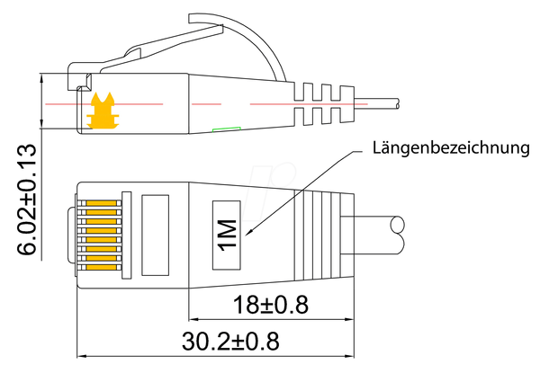 Патч-кабель Cat.6 SLIM, STP(PIMF), 0,5 м, червоний