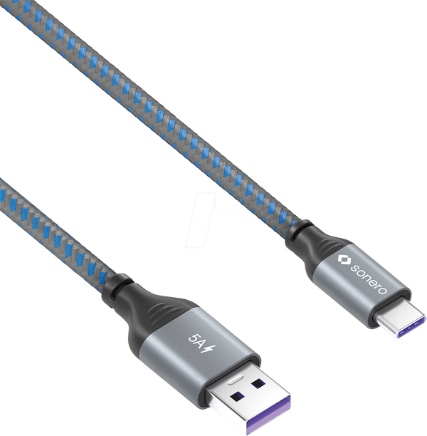 Кабель синхронізації та заряджання, USB-A > USB-C, 100 Вт, 1,0 м