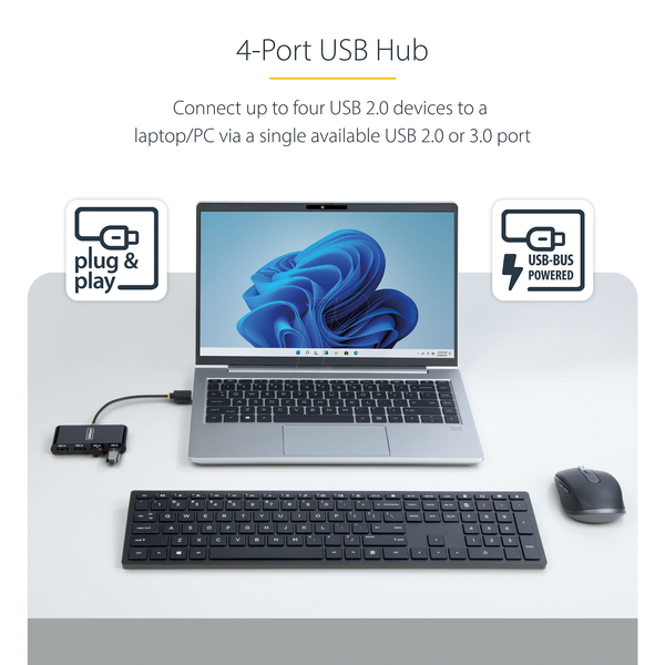 USB 2.0 концентратор, 4-портовий, портативний