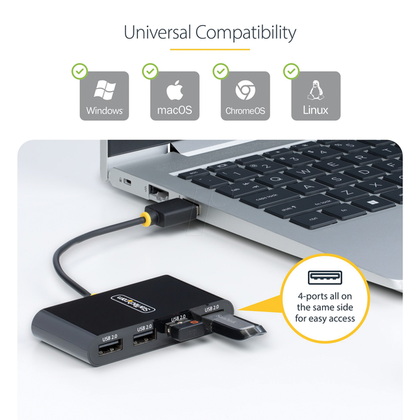 USB 2.0 концентратор, 4-портовий, портативний