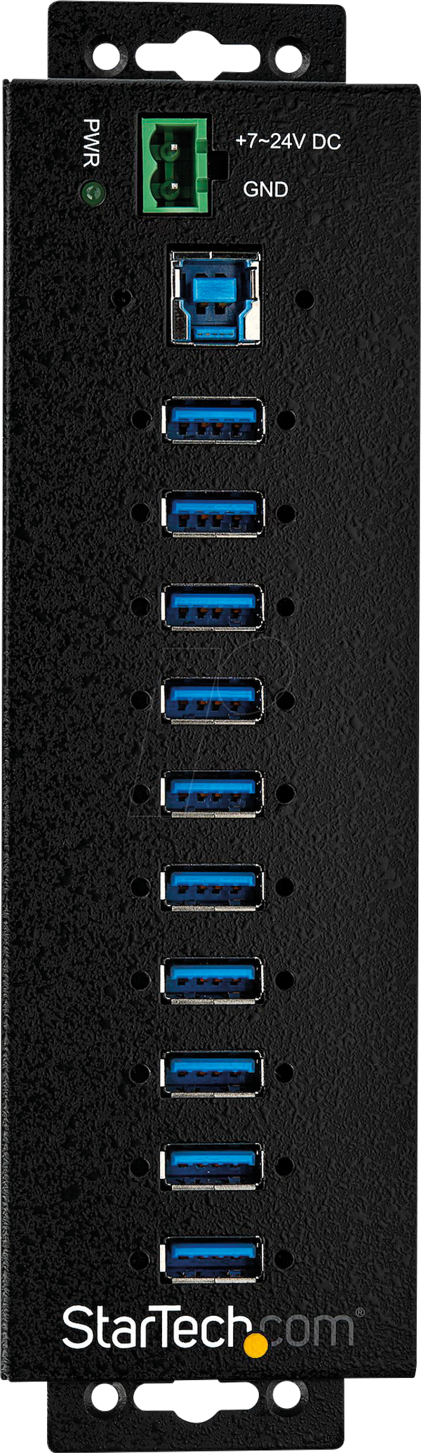 Концентратор USB 3.0, 10-портовий, DIN-тримач, ESD, з блоком живлення