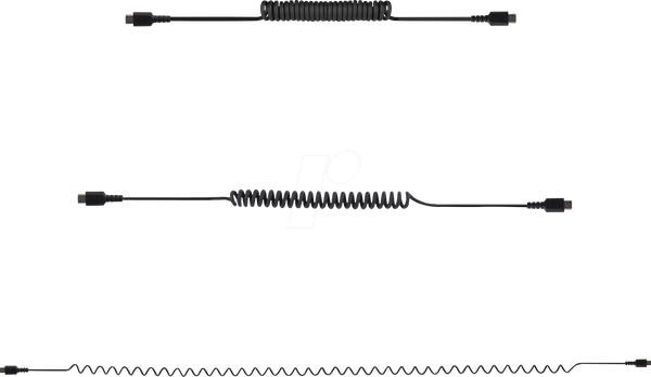 Кабель синхронізації та заряджання, USB-C > C, 1 м, спіральний кабель, чорний