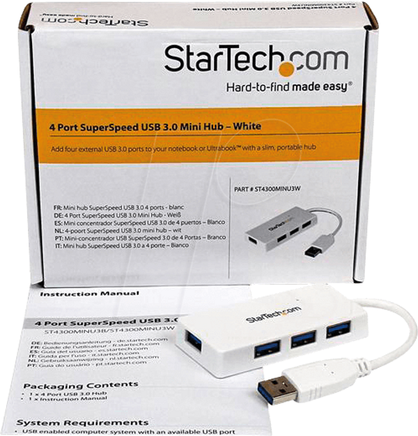 Міні-хаб USB 3.0 4 порти, USB-a, білий