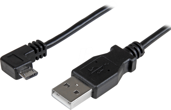 Кабель для передачі даних та зарядки, USB-A > micro-B, 2 м, кутовий, чорний