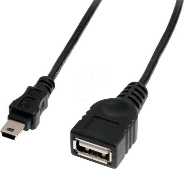 Кабель USB 2.0, міні-B чоловічий - A жіночий, 30 см