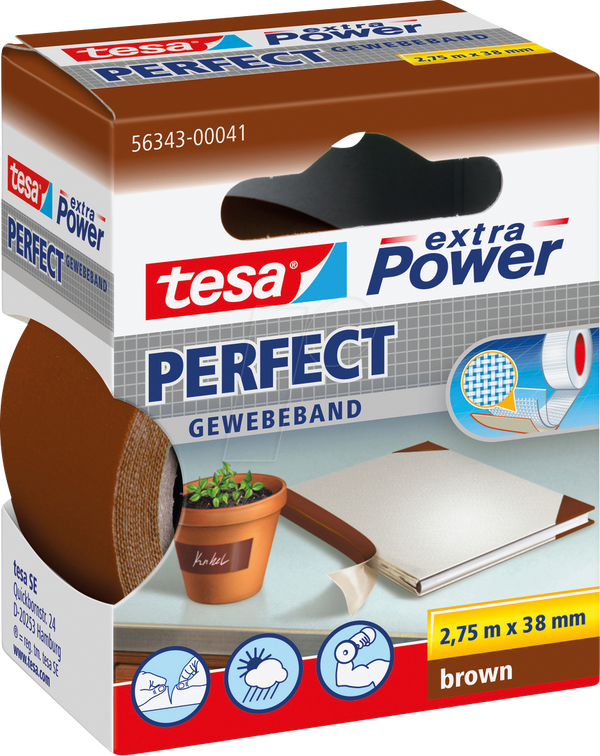 Тканинна стрічка TESA extra Power, 38 мм, коричнева