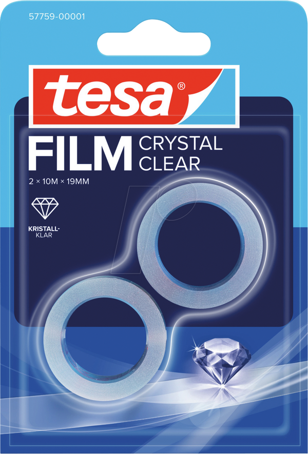 Кришталево прозора плівка tesafilm®, 10 м x 19 мм, 2 рулони