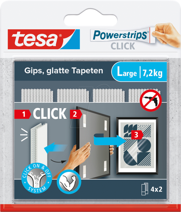 Смужки Powerstrips CLICK, 4 пари, 7,2 кг