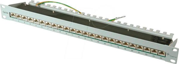 Патч-панель, 19 дюймів, 24 порти, Cat. 6a, 1 U