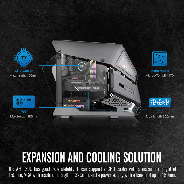Корпус Thermaltake AH T200 Micro-ATX, чорний