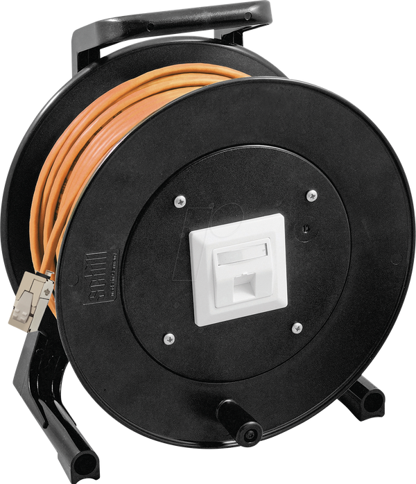 Катушка для кабеля Cat.6a RJ45, Cat.7 DCA S/FTP, оранжевая, 50 м