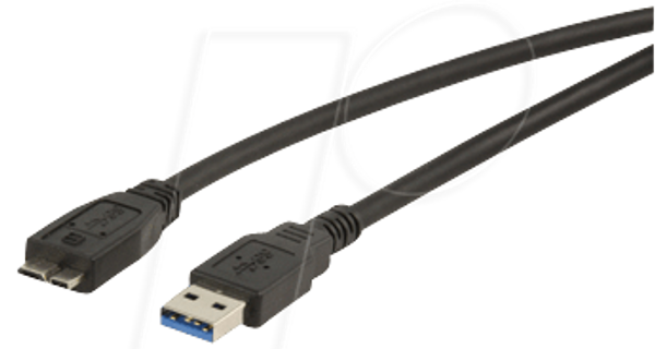 Кабель USB3, штекер A та мікроштекер B, 1,8 м, чорний