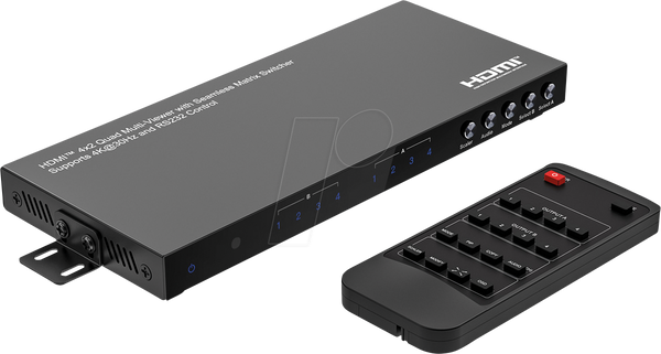 Матричний перемикач 4x2 HDMI, 4K, MultiView
