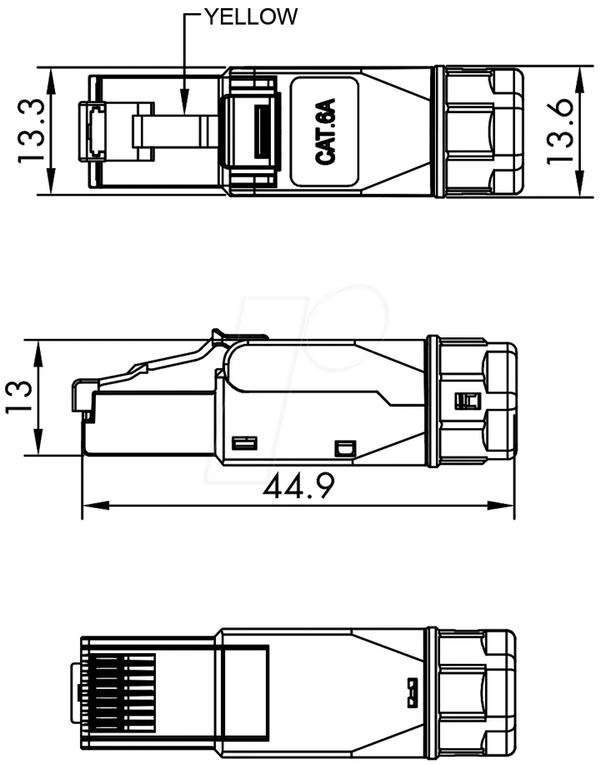 Штекер RJ45, Cat.6a, STP