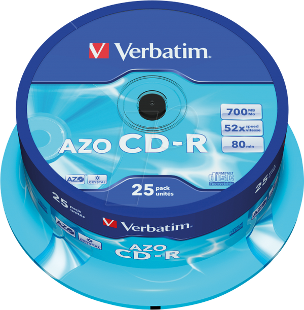 CD-R AZO, 700 МБ, 52x, упаковка з 25 дисків