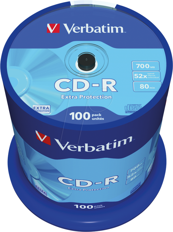 CD-R, додатковий захист, 700 МБ, 52x, упаковка зі шпинделем 100 шт.