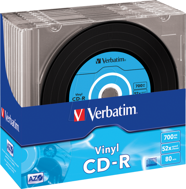 CD-R AZO, вініл з даними, 700 МБ, 52x, тонкий короб, 10 шт.