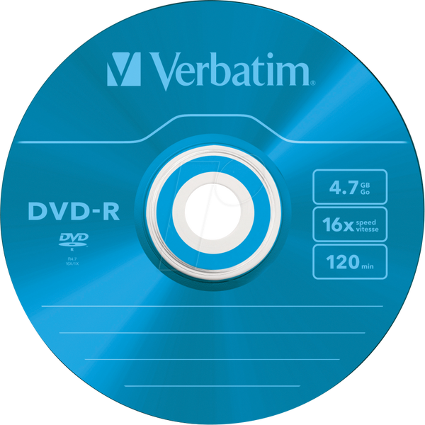 Кольоровий DVD-R диск Verbatim 4,7 ГБ, тонкий футляр, 5 штук