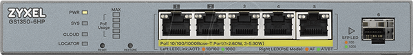 Комутатор, 6-портовий, гігабітний Ethernet, PoE+, SFP