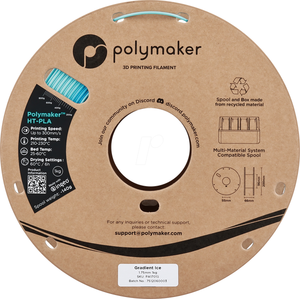 Філамент, Polymaker HT-PLA, градієнтний лід, 1,75 мм, 1 кг