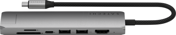 Тонкий багатопортовий адаптер Satechi USB-C 7-в-1 з Ethernet, сірий