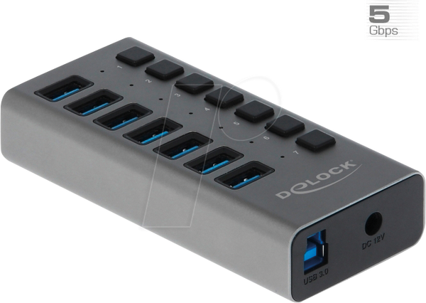 Зовнішній супершвидкісний USB-концентратор на 7 портів + перемикач