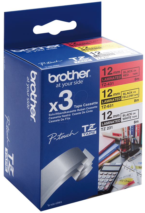 Brother TZ multi-pack / 3 стрічки / 12 мм / 8 м