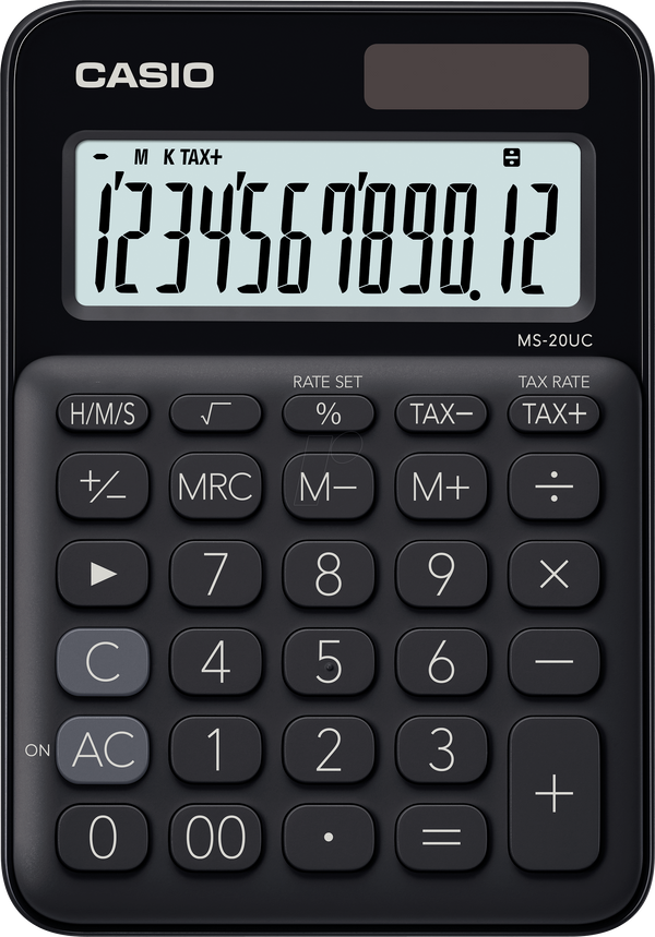 Настільний калькулятор Casio, сонячний, чорний