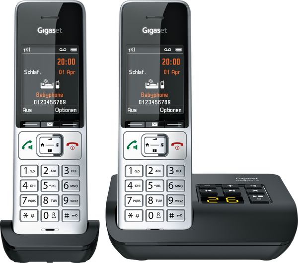 Телефон DECT, дві трубки, автовідповідач, сріблястий/чорний