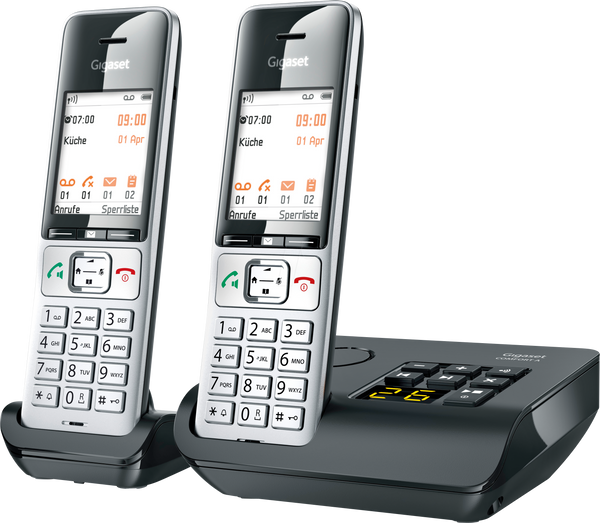Телефон DECT, дві трубки, автовідповідач, сріблястий/чорний
