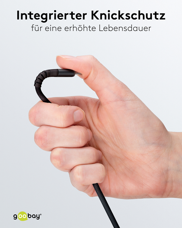 Кабель синхронізації та зарядки, USB-C > USB-C, 3,0 м, 60 Вт, чорний текстильний кабель