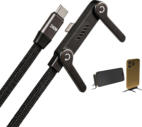 Зарядний кабель Syncand, функція підставки, USB-C, 240 Вт, 1,5 м
