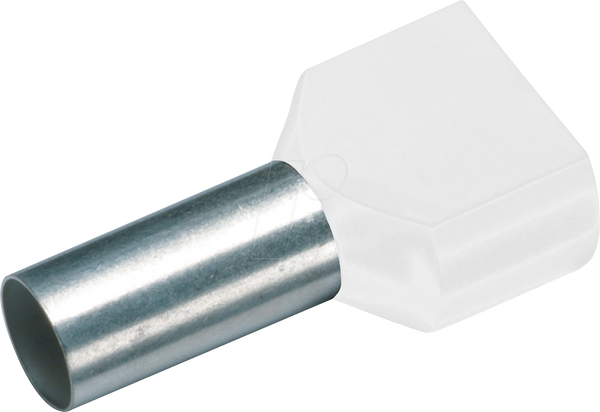 Twin-Aderendhülse isoliert 2x0,5 mm²/8 mm, weiß, 100er Pack