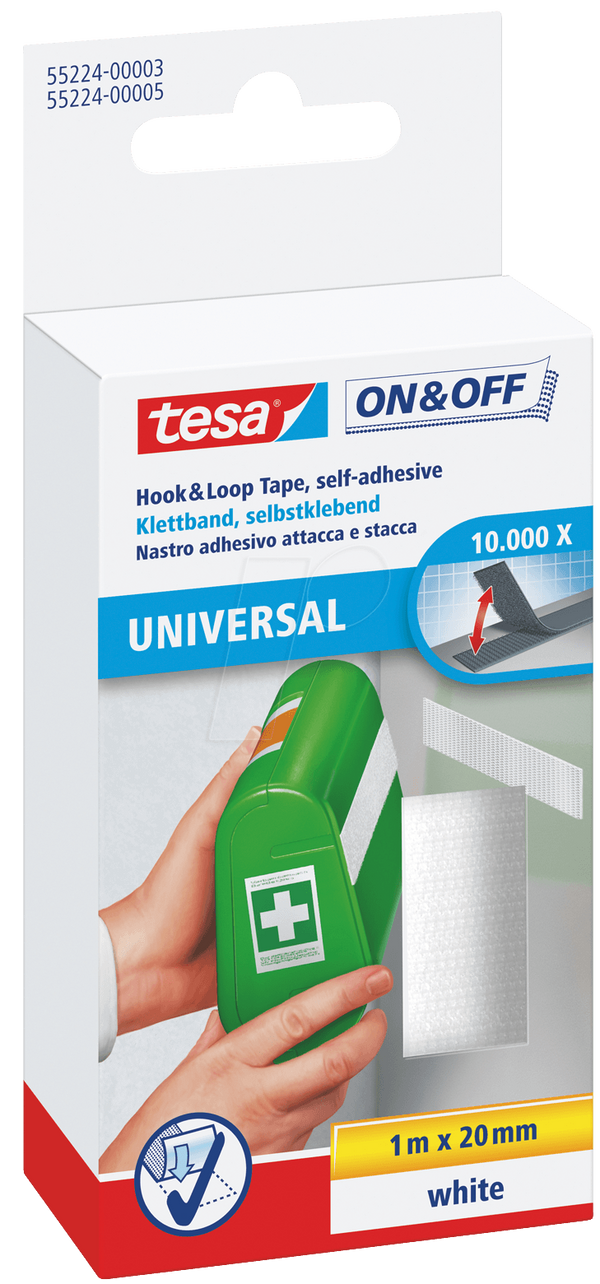 Стрічка-липучка tesa® On & Off, біла