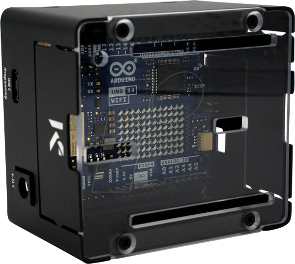 Корпус для Arduino Uno R4, алюміній/полімер, чорний